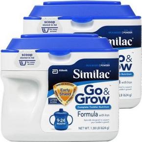Similac 美国雅培 较大婴儿和幼儿配方奶粉 2段 624g*2桶 199元包邮(定金9元)