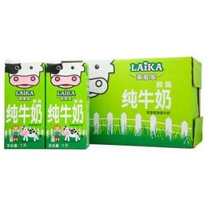 1号店更低：莱爱家（LAIKA）脱脂纯牛奶 1L*12盒 德国进口 59元